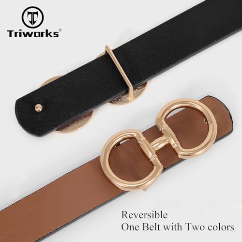 Women Reversible Leather Belt, Width 0.9"3