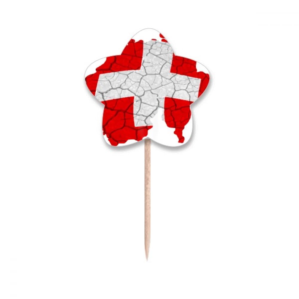 Cure-dents motif drapeau Suisse et étoile finition soignée pour cake design haut de gamme