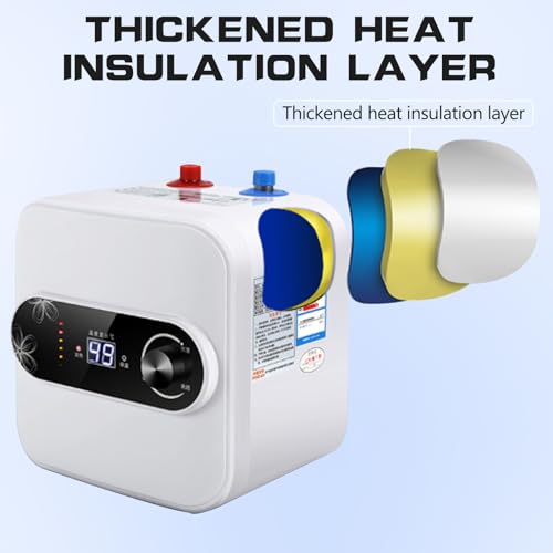Electric Water Heater, 110V 1500W Wall Mount Water Heater w/Tank, On Demand Instant Hot Water Heaters, Under Sink Plug in WaterHeaters for Kitchen Bathroom (Top Water Inlet, G1/2 threads) - Thumbnail 5