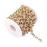 BOKIOESDE Cadena de eslabones redondos de 8 mm de diámetro, de aluminio, para bisutería, duradera, para collares y pulseras, con anillos de pulido, para