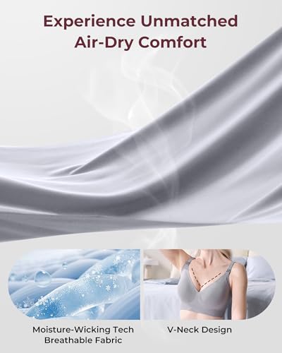 Image of Momcozy CoolFit Nursing Bras for Breastfeeding, Ultra Stretch Seamless Jelly Strip Maternity Bra, Cooling Wireless