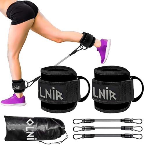 Tobilleras Poleas Gym - Set Completo con 2 Tobilleras/Muñequeras y 3 Bandas Elásticas - Tobilleras con Peso para Patadas, Entrenamiento de Piernas, Glúteos, Pesas Tobillos y Fitness en Casa