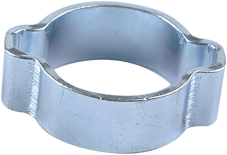 10Pc Steel Double Ear Hose Clip Clamp for 23 to 27mm Silver | Zinc Plated Finish, Rounded Band Design, Water Hose and Silicone Vacuum Hose Use, Practical Long Use
