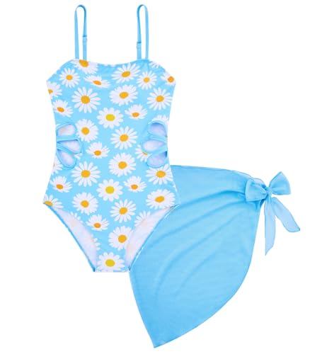 Image of Girls One Piece Swimsuit Bathing Suit with Cover Up Size 7-16