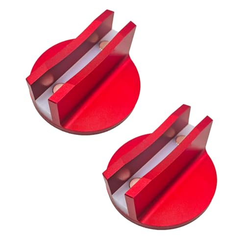 Image of Universal Magnetic Large Slotted Jack Pad Adapter -Aluminum Jack Puck Pinch Weld Frame Rail Adapter for Most Cars (2, Red)