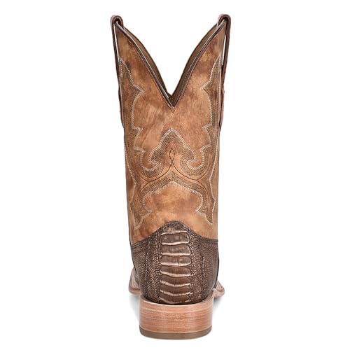 CORRAL MEN'S BROWN/SAND OSTRICH LEG EMBROIDERY WIDE SQ. TOE RODEO COLLECTION, LEATHER WITH RUBBER INSERT SOLE, WESTERN A42894