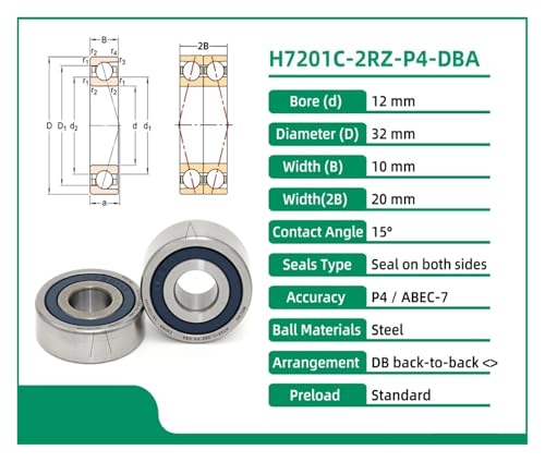 7201 roulements de broche anti-vibration H7201C P4 pour axe rotatif - 4