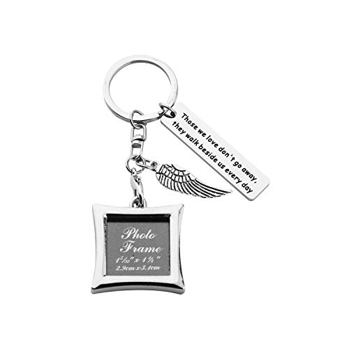 AKTAP Photo Frame Keychain Memorial Gifts Those We Love Don't Go Away They Walk Beside Us Every Day Picture Frame Keyring Holder in Memory of Loved One (Picture Frame Keychain)