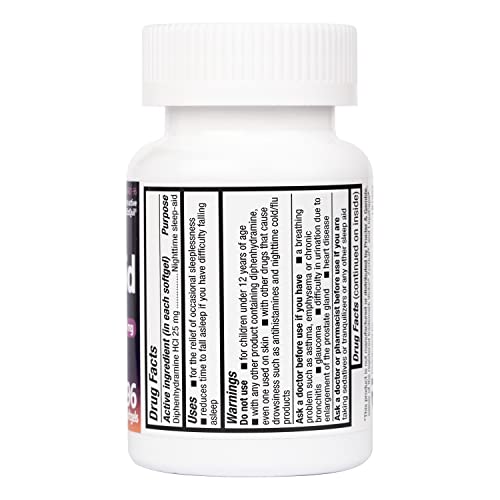 healtha2z sleep aid diphenhydramine hcl 25mg softgels supports deeper restful sleeping non habit-forming 96 softgels