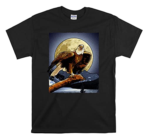 T-shirt Eagle and Moon Tree Night unisexe en coton noir taille XL