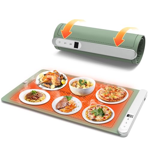 Electric Warming Mat for Food: Warming Trays for buffets Party,Adjustable Temperature & Time Versatile Food Warmer,Heating Trays to Keep Food Warm at Party (Green)