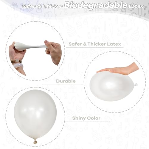 Image of Pearl White Balloons 5 Inch, 100 PCS Small Pearl Balloon Cream Clear White Latex Balloons for Arch, White Helium Mini Balloons for Women White Birthday Wedding Baby Shower Anniversary Party Decoration