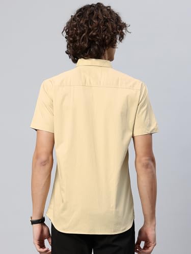 Image of Majestic Man Slim Fit Pure Cotton Half Sleeve Solid Casual Shirt