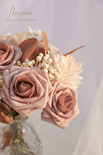 image for Floroom Artificial Flowers 25pcs Real Looking Warm Taupe & Nude Foam F