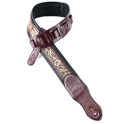 Walker & Williams KB-02-BRN Sangle de guitare rembourrée en cuir avec crâne et croix Marron rustique - Les Beatles, Paul McCartney, John Lennon, RIngo Starr, George Harrison Walker & Williams KB-02-BRN Sangle de guitare rembourrée en cuir avec crâne et croix Marron rustique – Image 7