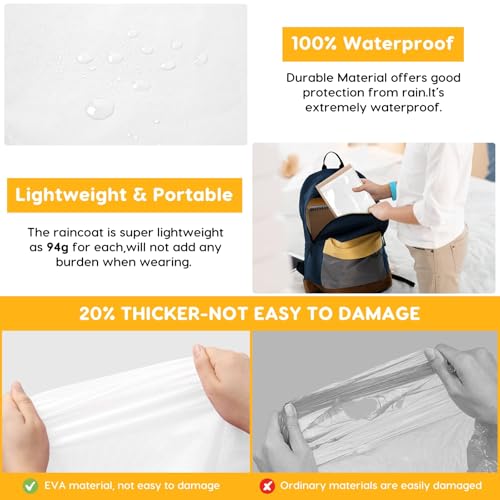 Image of BFONS 2-3 Pack Rain Ponchos for Kids, Reusable Raincoats for Boys Girls with Hood and Sleeves, Waterproof Rain Jackets