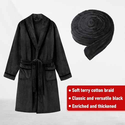 Robe Belt, Black Replacement Pajamas, 67 in x 1.6 in Bath Robe Belt Replacement, Hotel Bathrobe Tie Waist Belt, Unisex Soft Plush Flannel Replacement Bathrobe Flannel4