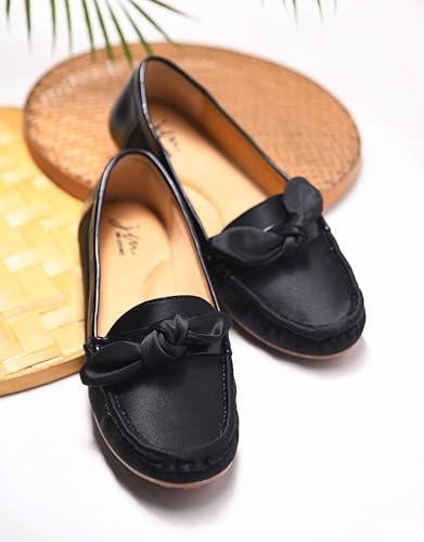 Image of JM LOOKS Women's Loafers with Bow Detail | Stylish Slip-On Flats for Daily Comfort and Stylish