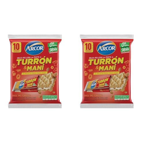 Arcor Turrón relleno con pasta de cacahuete 10u (250g) (Paquete de 2)