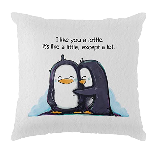 I Like You A Lottle, It's Like A Little, Except A Lot Decorative Throw Pillow Case, 18 X 18 Inch Penguin  Decorations Home Decor Cushion Cover, Penguin Love Gifts, Gift Boyfriend, Husband #TOP4