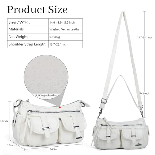 Image of Angel Kiss Hobo Purses for Women Crossbody Shoulder Bag Ladies Multi Pocket Handbags with Adjustable Shoulder Strap | Soft Vegan Leather
