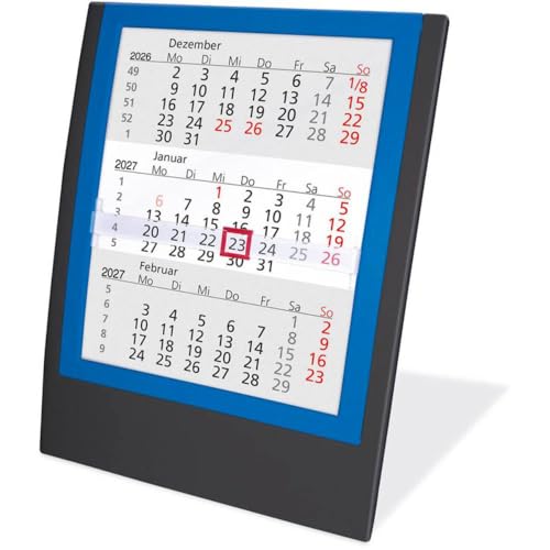 3-Monats-Tischkalender, Wandkalender 2026/2027 schwarz-blau