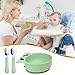 Baby Utensils Set–Infant Feeding Essentials&Baby Plate Set–Deluxe Silicone Feeding Mat,Long Sleeve Bibs,Training Cup,Spoon&Fork,Stainless Steel Set,Teethers,Toothbrush Kit – in Gift Box for Newborns