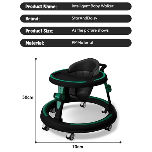 Image of StarAndDaisy Baby Walkers for 9+, 6-18 Month Baby boy & Girl 360 Walker for Kids for 6-24 Months with 7 Level Height Adjustment, Foldable Baby Walker with Smooth Wheels (Green-Black)