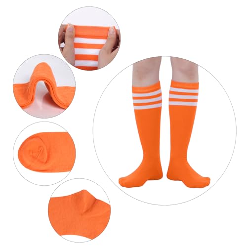 Dxhycc 3 Pairs Kids Soccer Socks Striped Knee High Socks Baseball Softball Socks Youth Athletic Socks for Boys Girls3