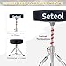 Seteol Snare Drum Stand + Thick Padded Round Drum Throne + 3 pairs of 5A Drumsticks + Drum Key, Adjustable Drum Hardware Set for 8 to 15 Inch Snare Drum and Practice Pad