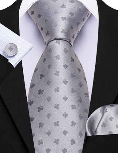 Image of Barry.Wang Man Tie Sets Skull Animal 63 inch Extra Long Necktie Silk Woven Handkerchief Cufflinks Festival Party Gift
