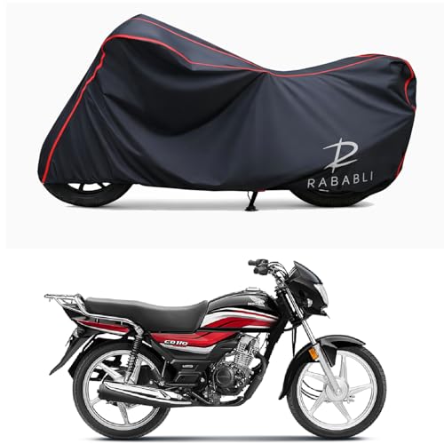 Image of Waterproof Bike Body Cover Compatible for | Honda CD 110 Dream | Taffeta Fabric, Red Piping Design, Bottom Elastic Fit | Dustproof, Sun UV & Rain Protection for All Bikes