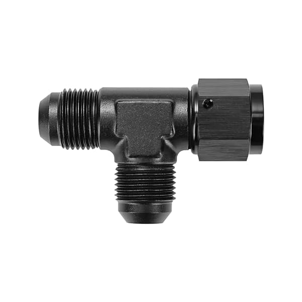 EVIL ENERGY 6AN Flare Male Tee Fitting Adapter with AN6 Female Swivel on Run Black
