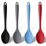 HAKSEN 4PCS Silicone Spoons for Cooking, 10.8'' Heat Resistant Mixing Spoons for Nonstick Cookware, Silicone Kitchen Utensils for Baking Stirring Serving Food, Sturdy and Durable