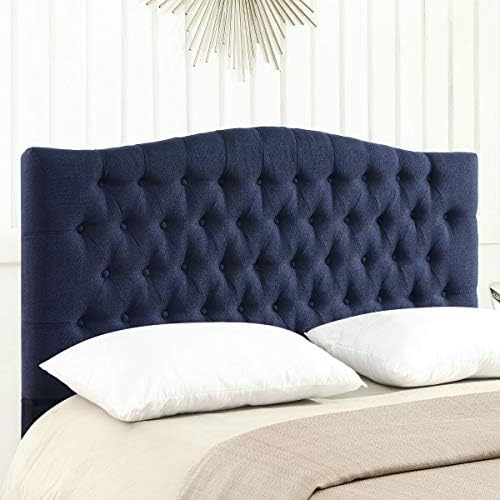 24KF Linen Upholstered Tufted Button Queen Headboard and Comfortable Fashional Padded Queen/Full Size headboard- Navy Blue