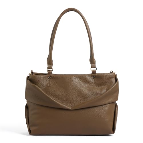 Image of EXOTIC Virelle Textured Dual Panel Handbag for Women | Spacious Multi-Compartment Carryall | Shoulder Carry with Adjustable Sling Strap | Premium PU Leather Purse