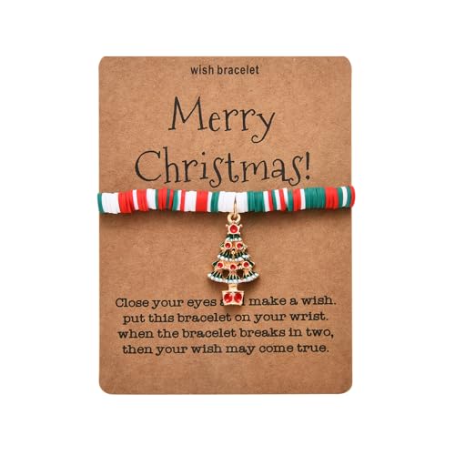 Image of USEEDOVIA Christmas Bracelets for Girls & Women, Stackable with Xmas Tree Pendants - Perfect for Christmas Party & Gifts