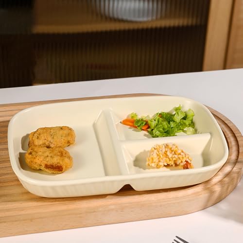 Image of Reusable & Unbreakable Food Tray for Parties, Family Gatherings, and Holidays Dinner Dishes Great for Sushi, Snacks, Cake, Meat & Appetizers, Cake Fruits Salad Cupcake (Beige, Pack of 4)