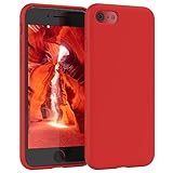 EAZY CASE Silicone Custodia per cellulare compatibile con iPhone SE (2022/2020) / 8/7, Slimcover con protezione della fotocamera e fodera, Custodia in silicone, copertura protettiva, Rosso