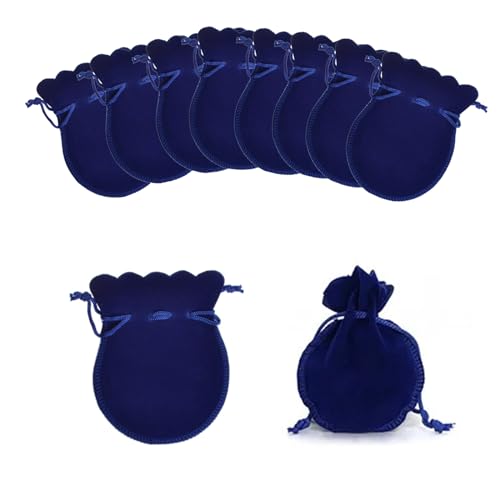 Spldsun 50 Pezzi Sacchetto Velluto, Sacchetti Regalo Piccoli Gioielli, Sacchetti Gioielli con Coulisse, per Riporre Gioielli, Monili, Caramelle, Piccoli Regali (7 X 9 Cm, Blu Tesoro)