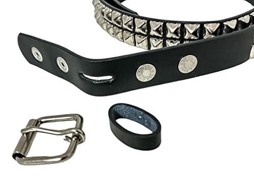 Two Row Pyramid Stud Belt Made In USA Genuine Leather Punk Goth Thrash Metal3
