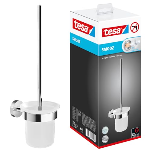 tesa SMOOZ WC-Garnitur, satiniertes Glas und verchromter Edelstahl -...