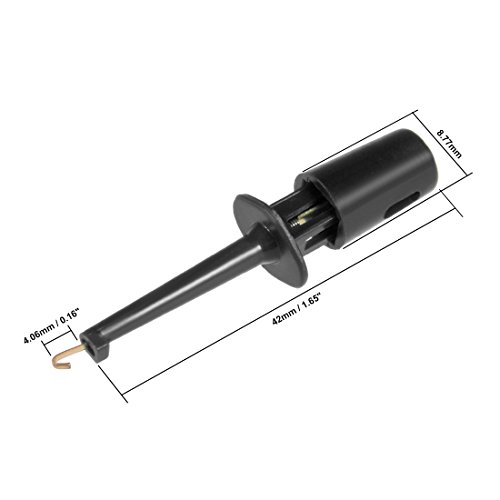 Image of uxcell 15 Pcs 42mm Length Test Hook Clip Solderable for Multimeters PCB Tester Grabber Black