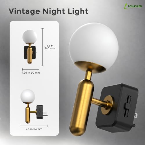 Image of L LOHAS LED Vintage Night Lights Plug into Wall, Dimmable, 3000K Soft White