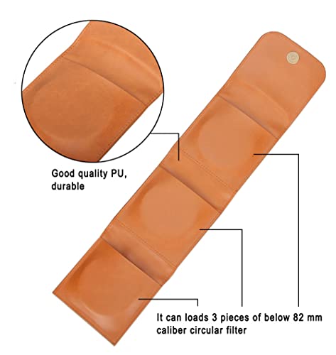 Kase 3 Pocket Pu Leather Foldable Camera Circular Lens Filter Wallet Carry Case Bag Pouch For 25Mm-82Mm Round Filters #TOP3