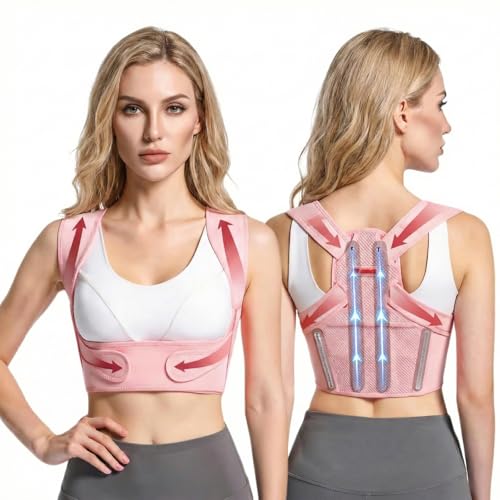 FrostyFlair Corrector de postura para la espalda de mujeres, cinturón de soporte de espalda ajustable, alivio del dolor de cuello y hombros, entrenador de postura cómodo para una mejor espalda