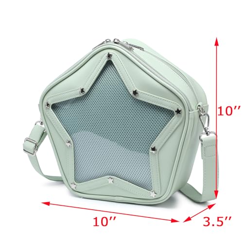 Image of Star PU Ita Crossbody Y2K Aesthetic Clear Pin Window Kawaii Anime Purse | Star Design For Cosplay, Meetups & Daily Y2K Outfits