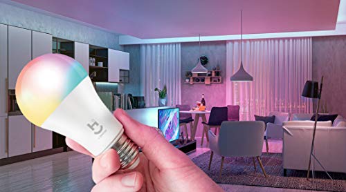 Hi By Geonav Lâmpada Inteligente RGB+W, Branco Quente (Amarelo), LED 10W, Wi-Fi, E27, Controle no Ap