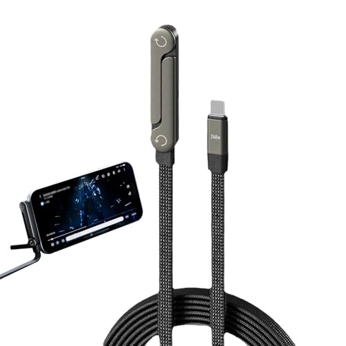 USB C Kabel 1,5m, 240W Ladekabel USB C Nylon Geflochten, 2 in 1 USB C auf USB C Kabel mit Stand für iPhone 17/16/15 Serie, Samsung Galaxy S24/S23, MacBook Air, iPad Air, Pixel Switch LG und mehr