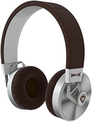 PopClik 2 ONE Headphones Brown Leather Elegance and Soft Spoken Steel 40 mm Neodymium Magnet Driver Over The Ear
